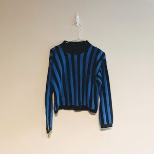 3/$55 Indigo striped cropped sweater size M
